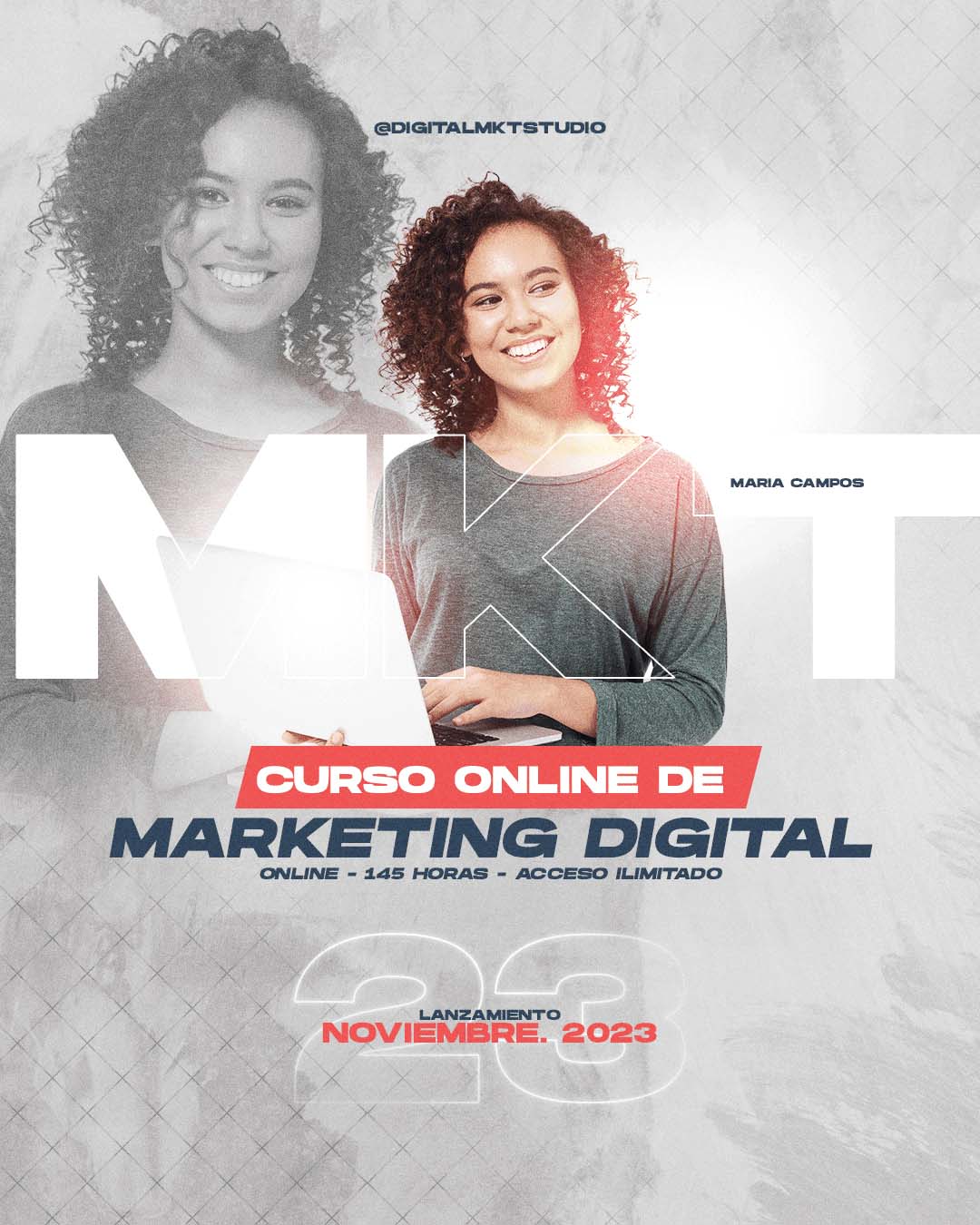 Online digital marketing course launch social media design.