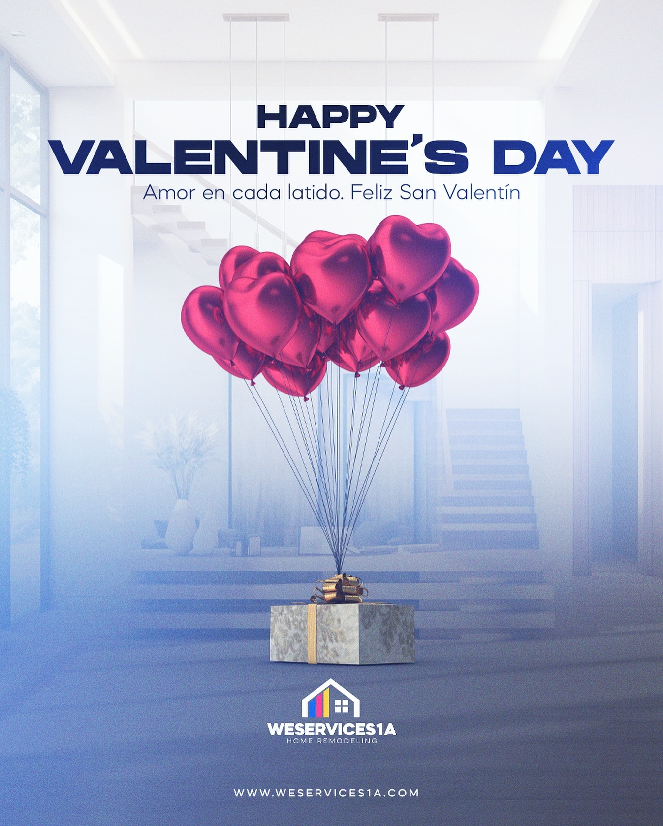 Valentine's Day home remodeling social media design.