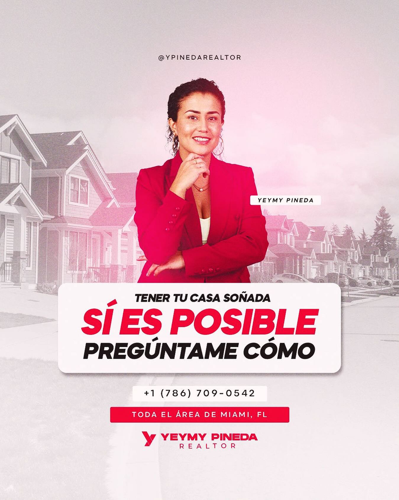 Miami realtor personal brand campaign in red and white.